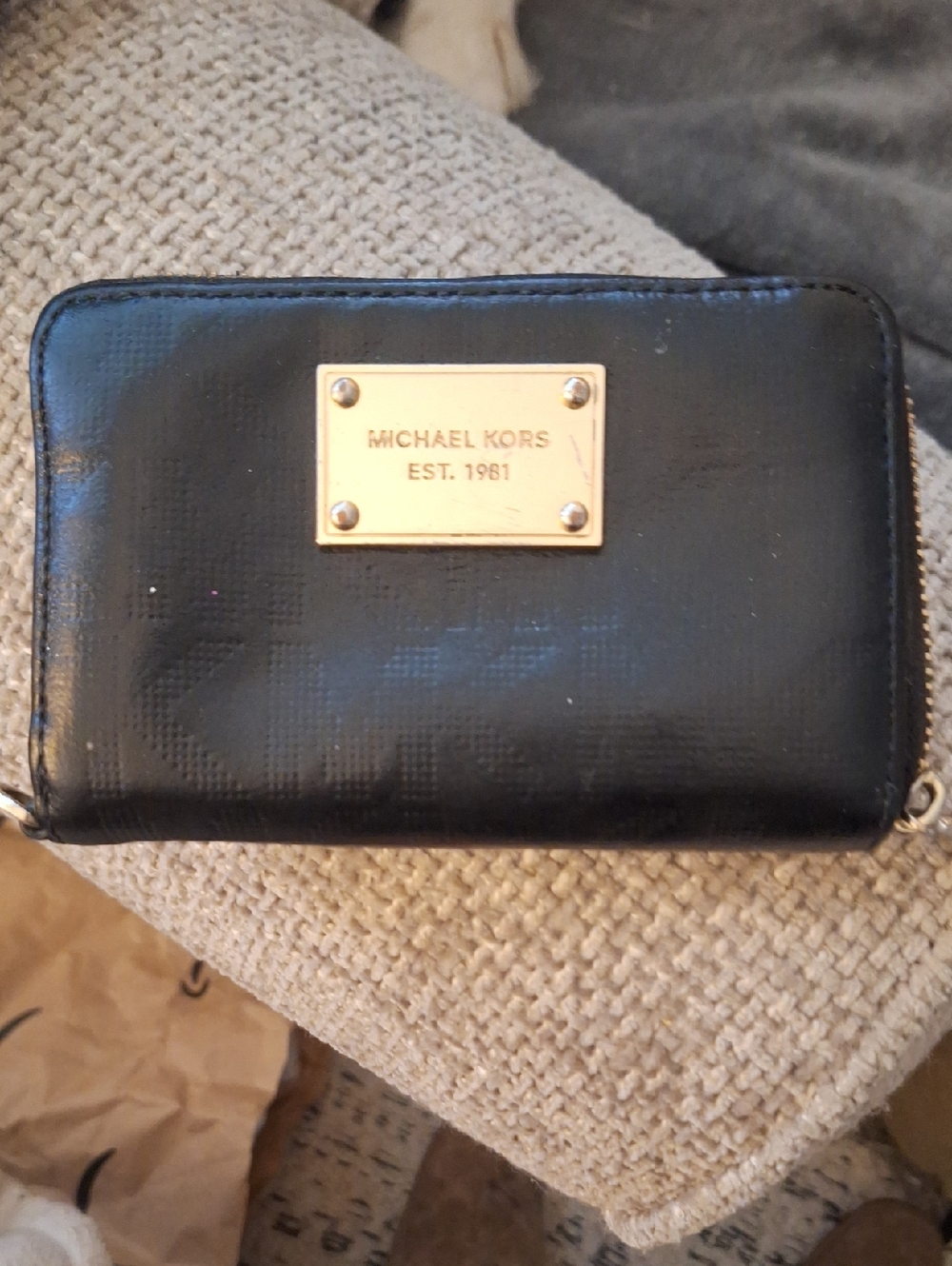 Michael Kors Black Wallet with Gold Logo Plate